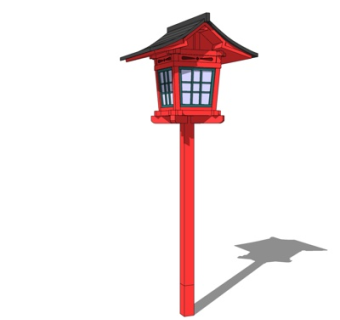 日式实木路灯su模型