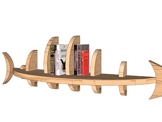 北欧实木书架su模型