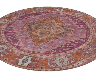 欧式圆形花纹地毯su模型