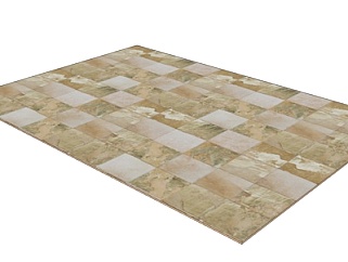 现代布艺网格地毯su模型