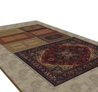 欧式布艺拼花地毯su模型