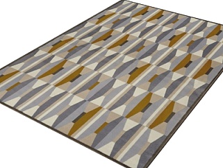 现代布艺几何地毯su模型