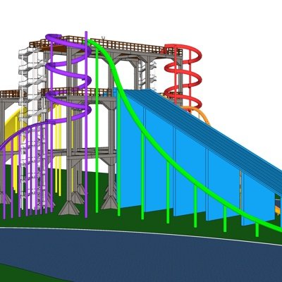 现代大型水上乐园su模型