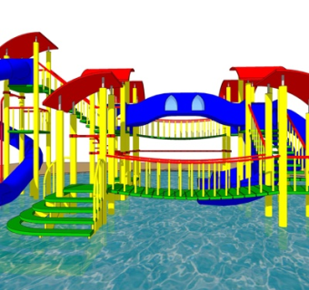 现代大型水上乐园su模型