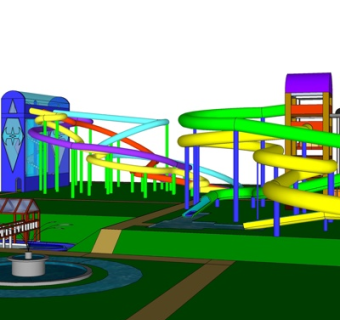 现代大型水上乐园su模型