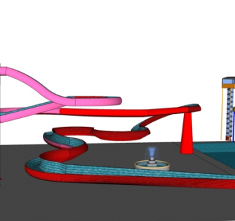 现代大型水上乐园su模型