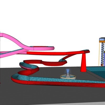现代大型水上乐园su模型