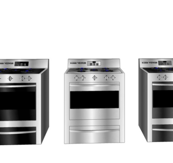 现代煤气灶烤箱组合su模型