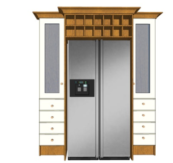 欧式实木电冰箱su模型