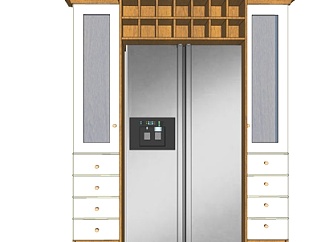 欧式实木电冰箱su模型