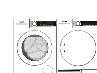 现代洗衣机组合su模型