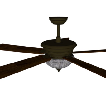 现代实木吊扇su模型