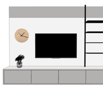 现代实木电视柜su模型