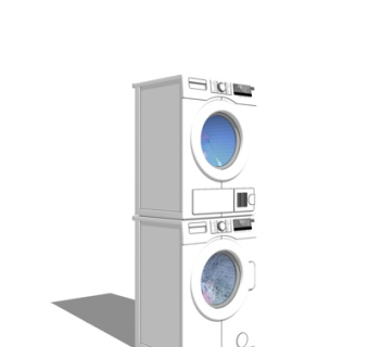 现代双层洗衣机su模型