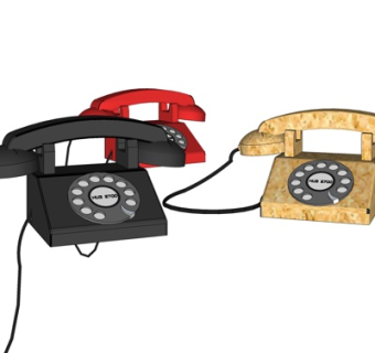 现代复古电话机su模型