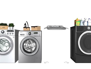 现代洗衣机组合su模型