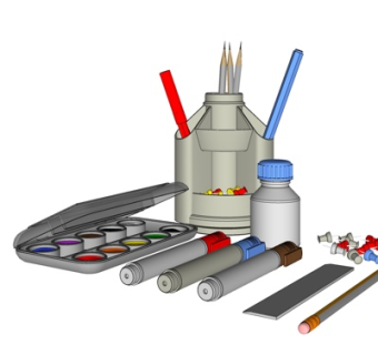 现代水笔彩笔su模型