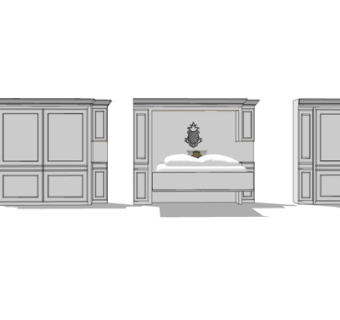 欧式实木衣柜组合su模型