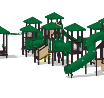现代儿童滑梯游乐设备su模型