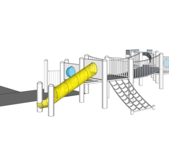 现代儿童滑梯游乐设备su模型