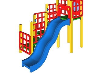 现代儿童滑梯<em>游乐设备</em>su模型