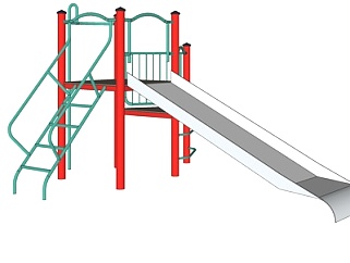现代儿童滑梯<em>游乐设备</em>su模型