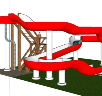 现代儿童滑梯游乐设备su模型