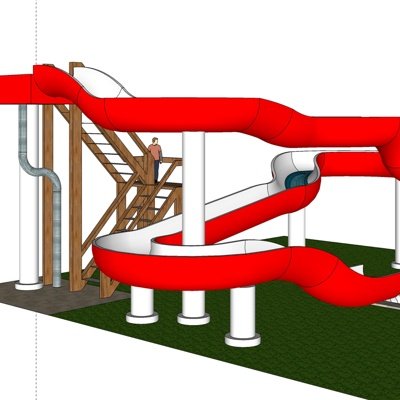现代儿童滑梯游乐设备su模型