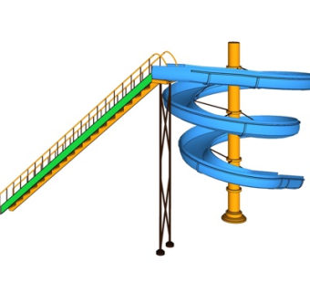 现代儿童滑梯游乐设备su模型