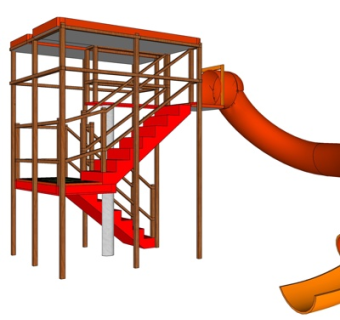 现代儿童滑梯游乐设备su模型