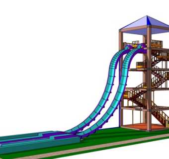 现代儿童滑梯游乐设备su模型