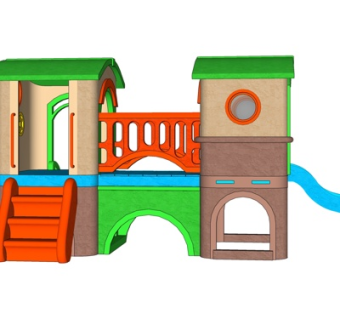 现代儿童滑梯游乐设备su模型