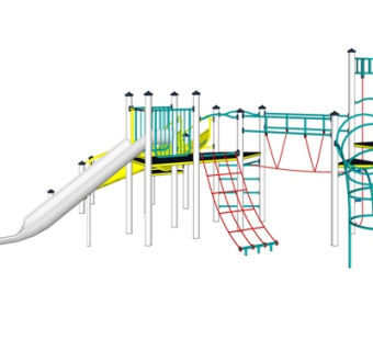 现代儿童滑梯游乐设备su模型