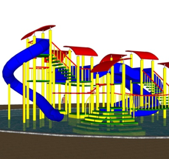 现代儿童滑梯游乐设备su模型