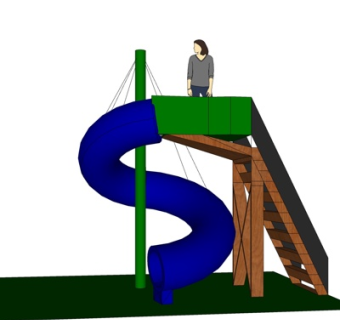 现代儿童滑梯游乐设备su模型