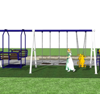 现代儿童秋千游乐设备su模型