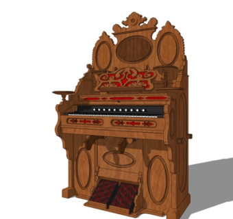 欧式实木钢琴su模型