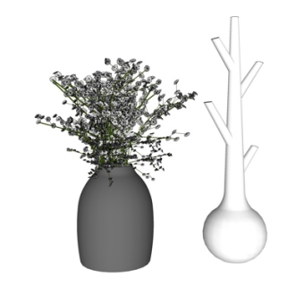 现代花瓶插花su模型