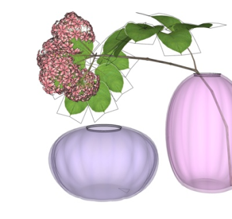 现代半透明花瓶花卉su模型