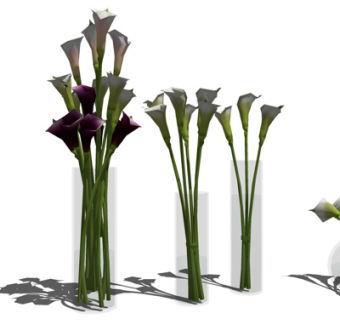 现代玻璃花瓶插花su模型