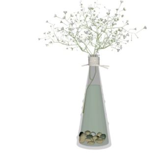 现代玻璃花瓶插花su模型