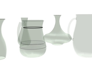现代玻璃花瓶组合su模型