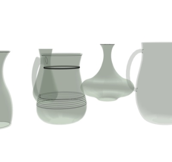 现代玻璃花瓶组合su模型