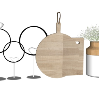 北欧花瓶插花小鸟摆件su模型