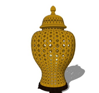 中式竹艺器皿su模型