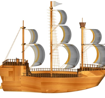 现代实木海船su模型