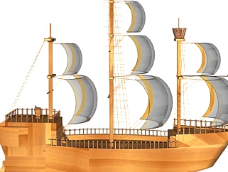 现代实木海船su模型