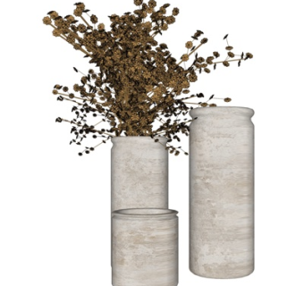 现代陶瓷花瓶插花su模型