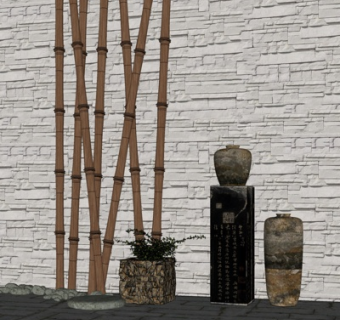 中式陶瓷花瓶su模型