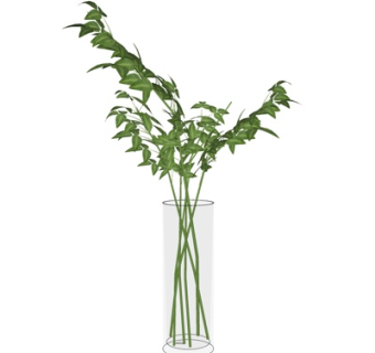 现代玻璃花瓶插花su模型